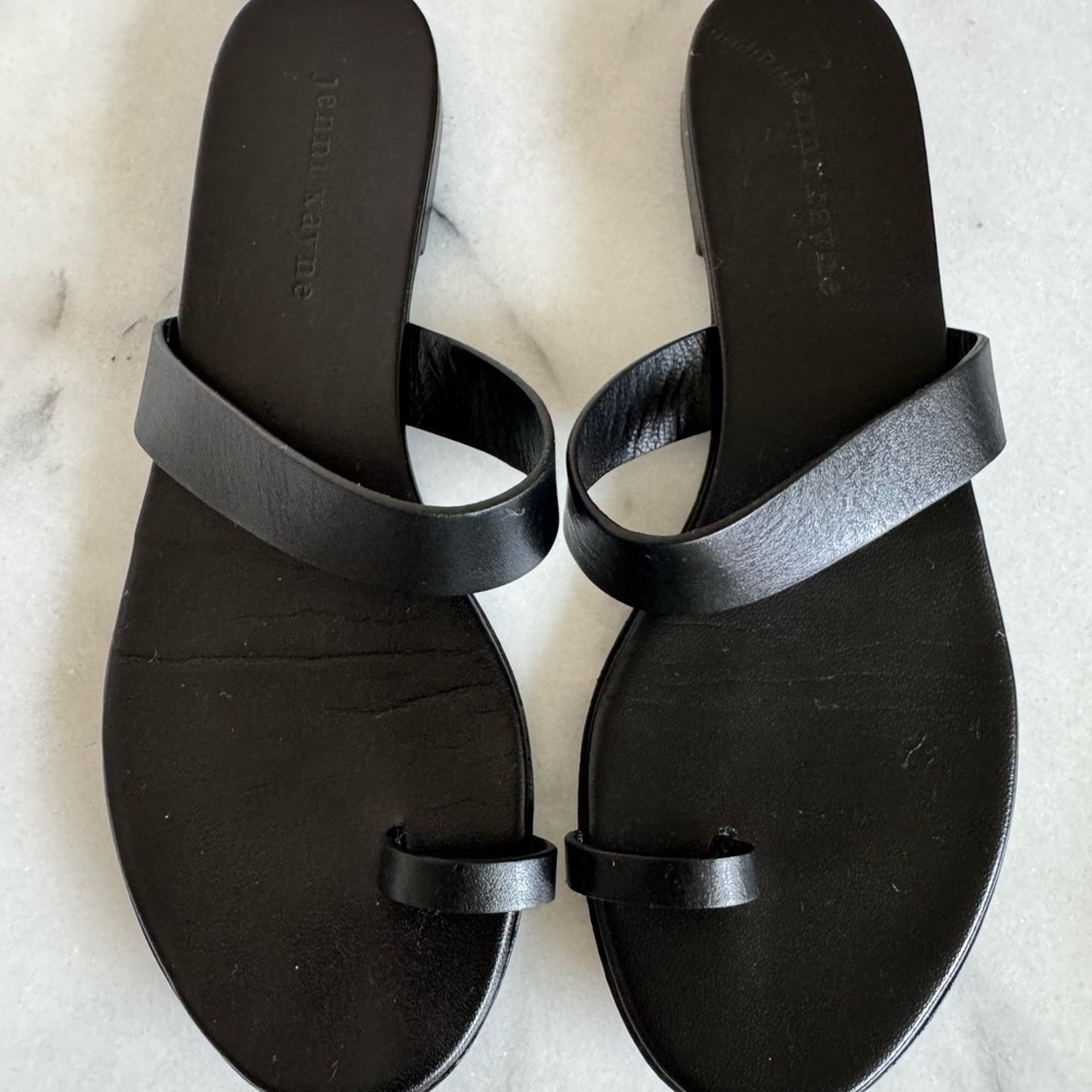Jenni Kayne Black Leather Slide Sandals Sz 8 38